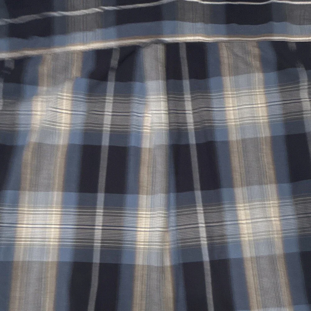 Vintage Chaps Ralph Lauren Plaid Shirt Mens L Short Sleeve Button Down Blue 90s